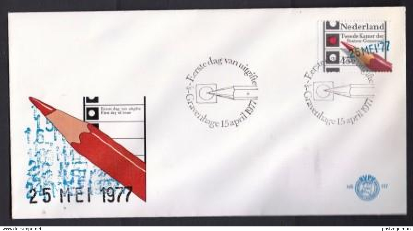 NETHERLANDS, 1977, Mint FDC, Elections, NVPH E157, Scannr. N016 - FDC