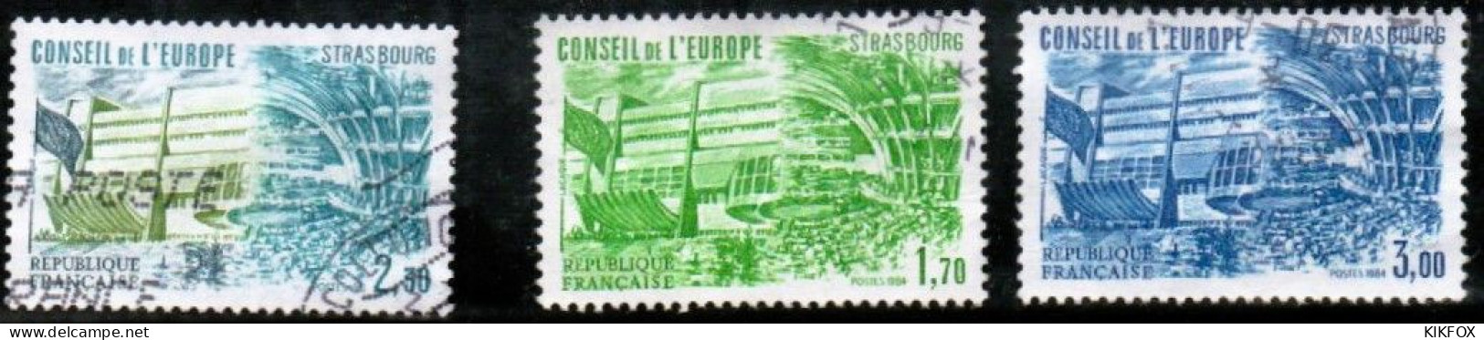 FRANCE ,FRANKREICH ,1981-1984 SERVICE - Y&T N° 67,  82 , 84  Conseil De L' Europe. OBLITERE, GESTEMPELT - Used