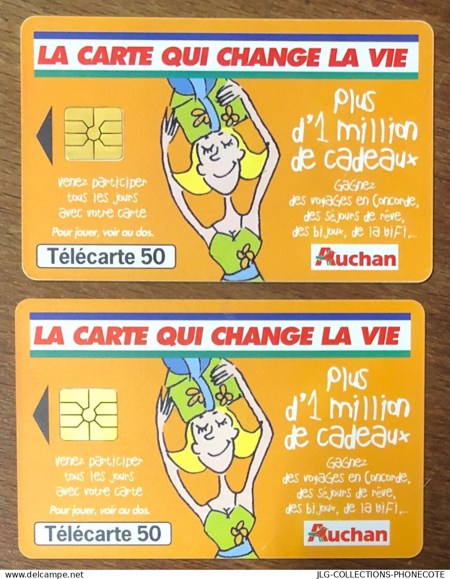 AUCHAN ORANGE TELECARTE REF PHONECOTE F1010 & 1010a TELEFONKARTE SCHEDA TARJETA PHONECARD PREPAID PREPAYÉE - 1999