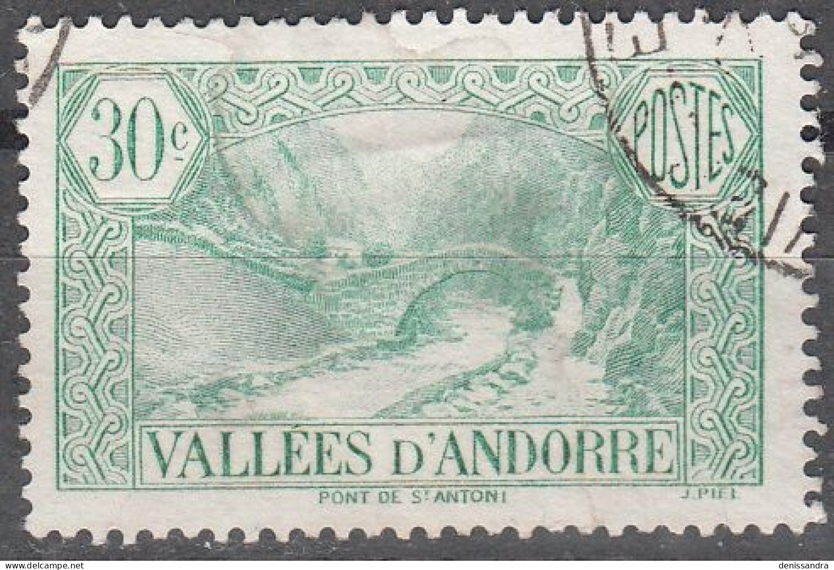 Andorre Français 1932 Michel 32 O Cote (2008) 4.00 € Pont De Saint-Antoine Cachet Rond - Oblitérés