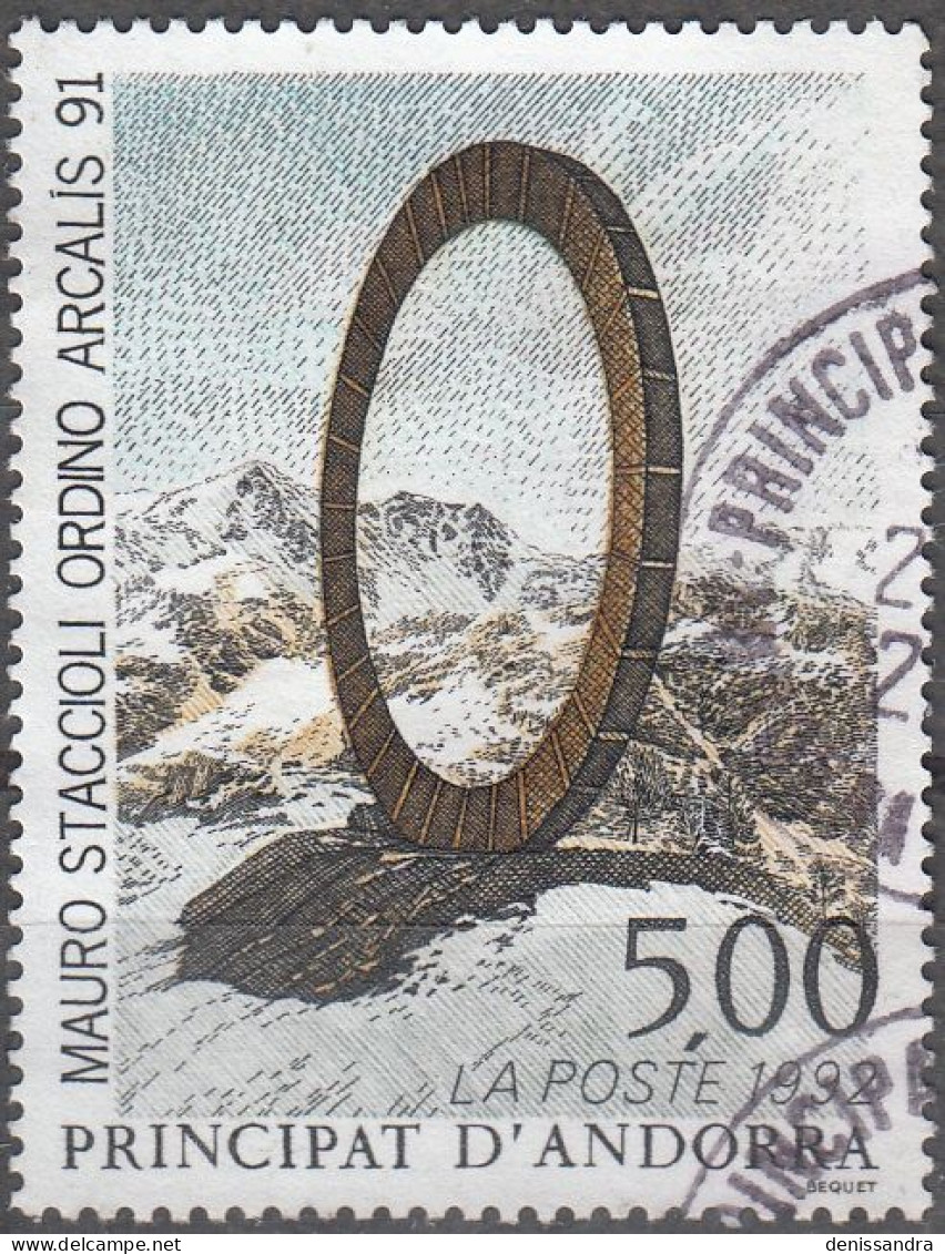 Andorre Français 1992 Michel 444 O Cote (2008) 1.85 € Art Mauro Staccioli Ordina Arcalis 91 Cachet Rond - Gebraucht