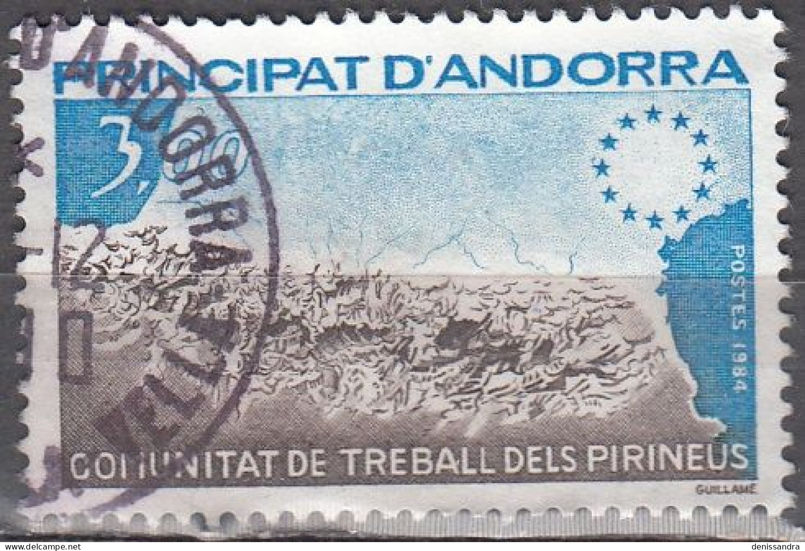 Andorre Français 1984 Michel 349 O Cote (2008) 1.50 € Chaîne Des Pyrenées Cachet Rond - Used Stamps