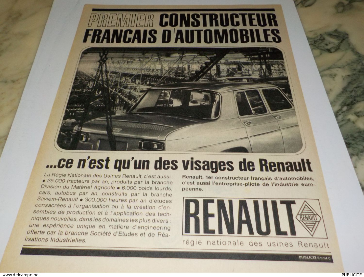 ANCIENNE PUBLICITE 1 ER CONSTRUCTEUR FRANCAIS RENAULT 1964 - Voitures
