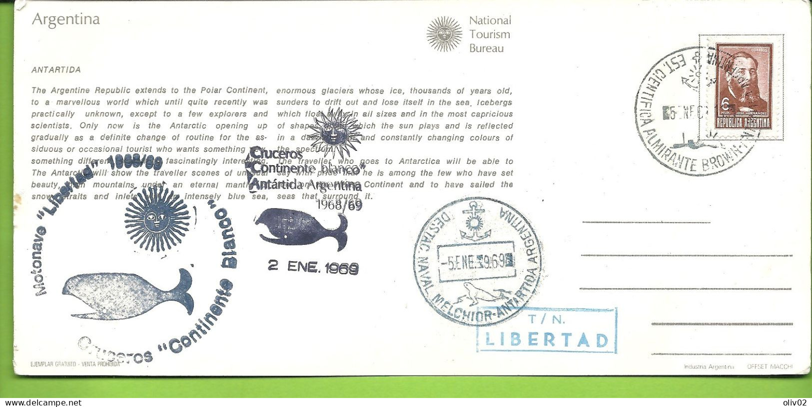 ARGENTINA - DESTAC NAVAL MELCHIOR ANTARTIDA ARGENTINA - 1969 - Covers & Documents