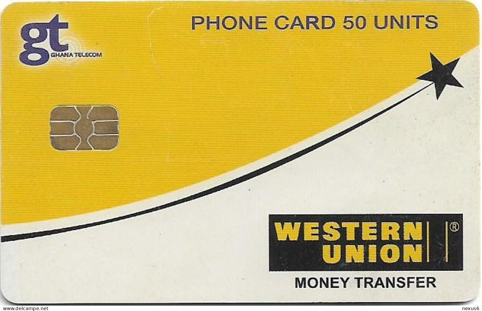 Ghana - Ghana Telecom - Western Union, Chip Axalto03, 12.2005, 50U, 600.000ex, Used - Ghana