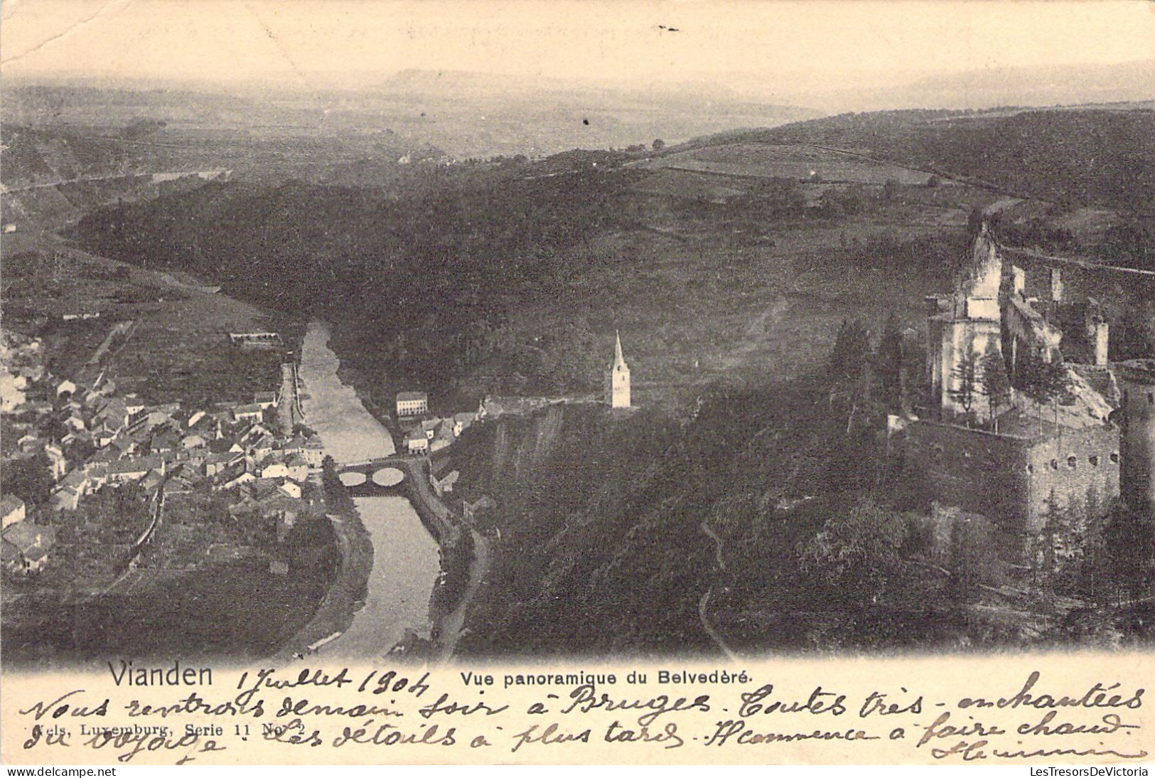 LUXEMBOURG - VIANDEN - Vue Panoramique Du Belvédèré - Carte Postale Ancienne - Vianden