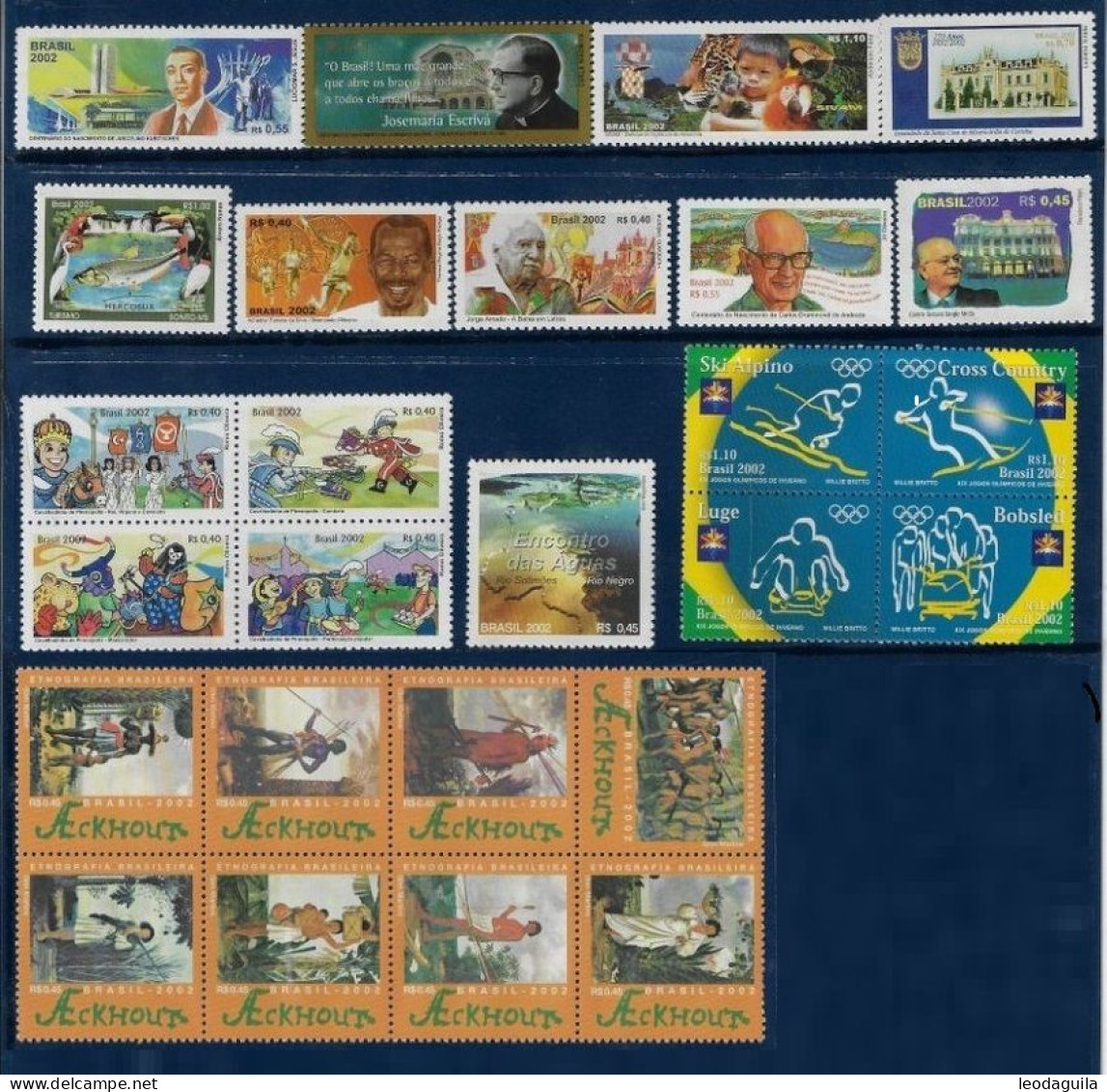 BRAZIL 2002 - YEAR COLLECTION  ALL 47 COMMEMORATIVE STAMPS  - MINT - Full Years