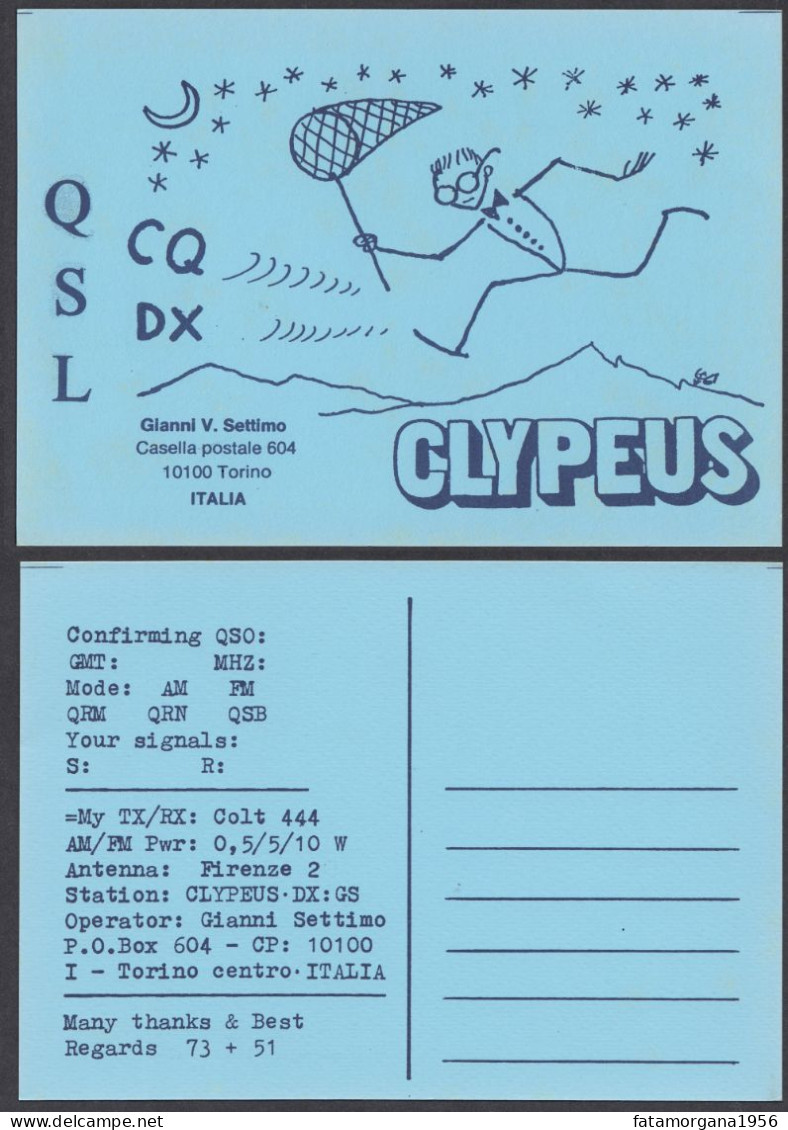 ITALIA - Cartolina QSL Nuova E Perfetta Della Stazione CB "Clypeus", Torino Anni '70. - CB-Funk