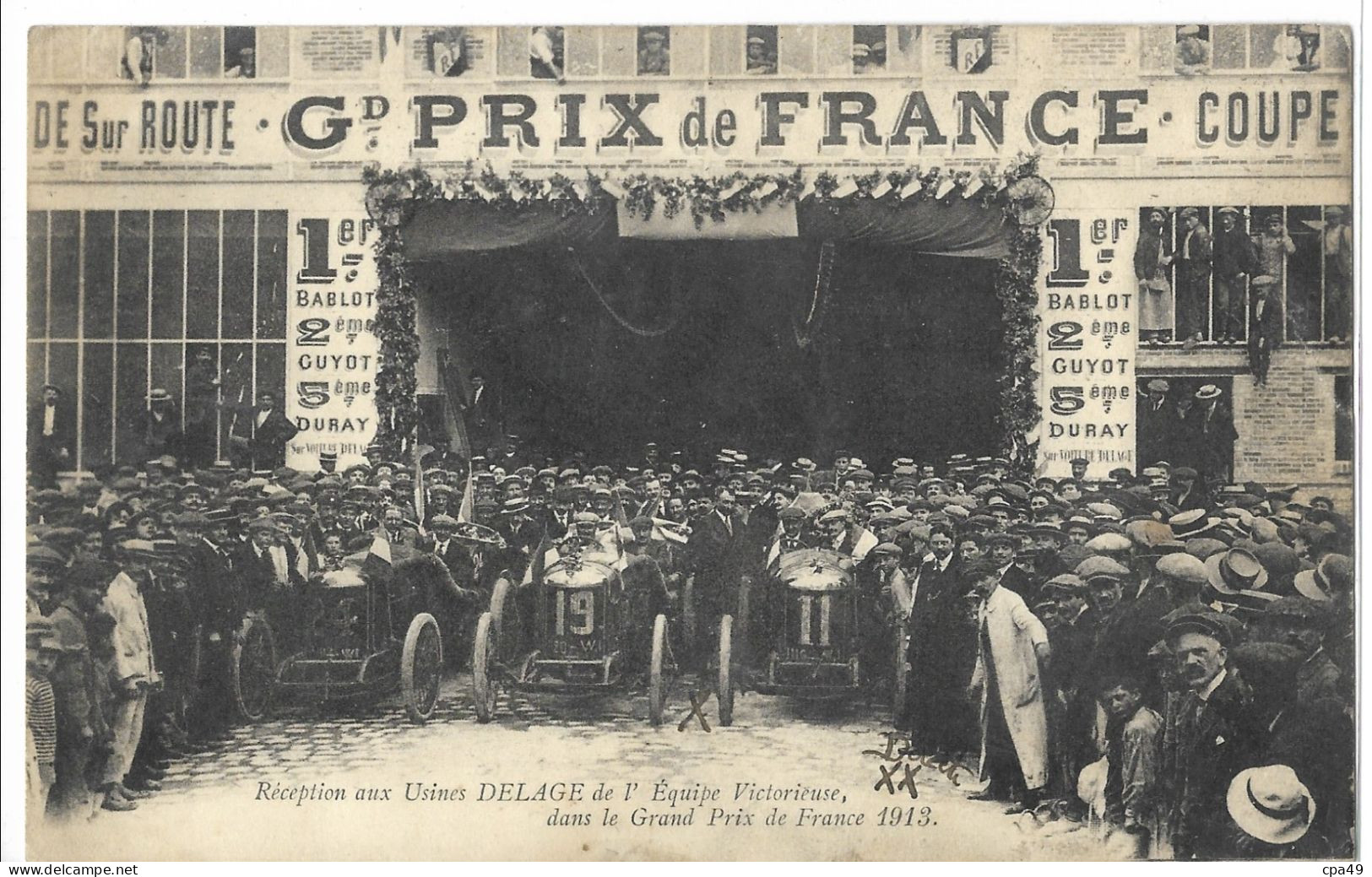 92      COURBEVOIE  RECEPTION  AUX USINE DELAGE  DE L' EQUIPE  VICTORIEUSE DANS LE GRAND PRIX DE FRANCE 1913 - Courbevoie