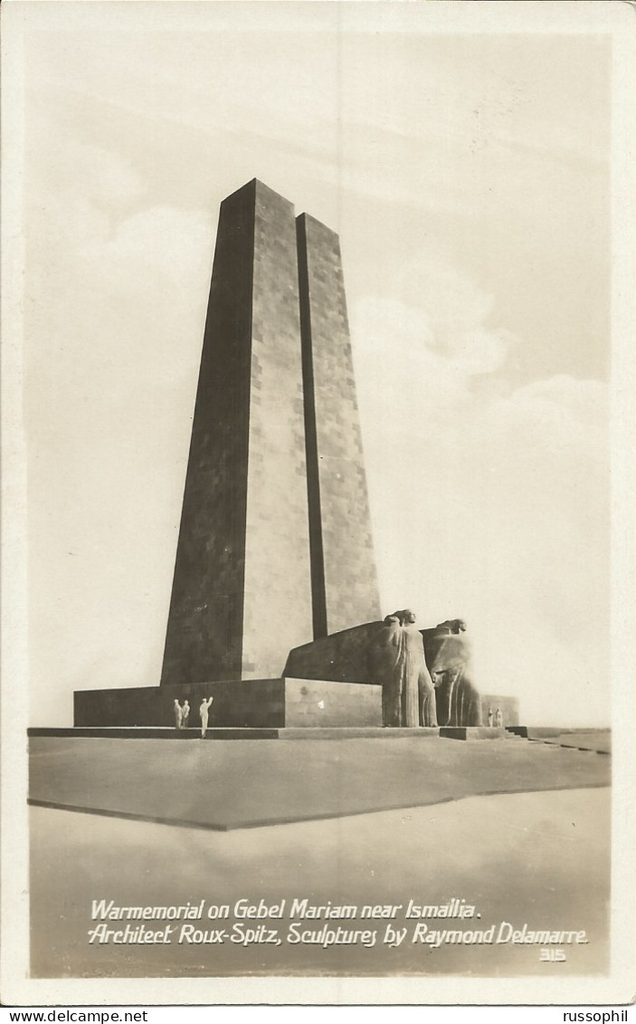 EGYPT - WAR MEMORIAL ON GEBEL MARIAM NEAR ISMAILIA - REF #315 - PUB. THE ORIENTAL COMMERCIAL BUREAU - 1920s - Ismaïlia