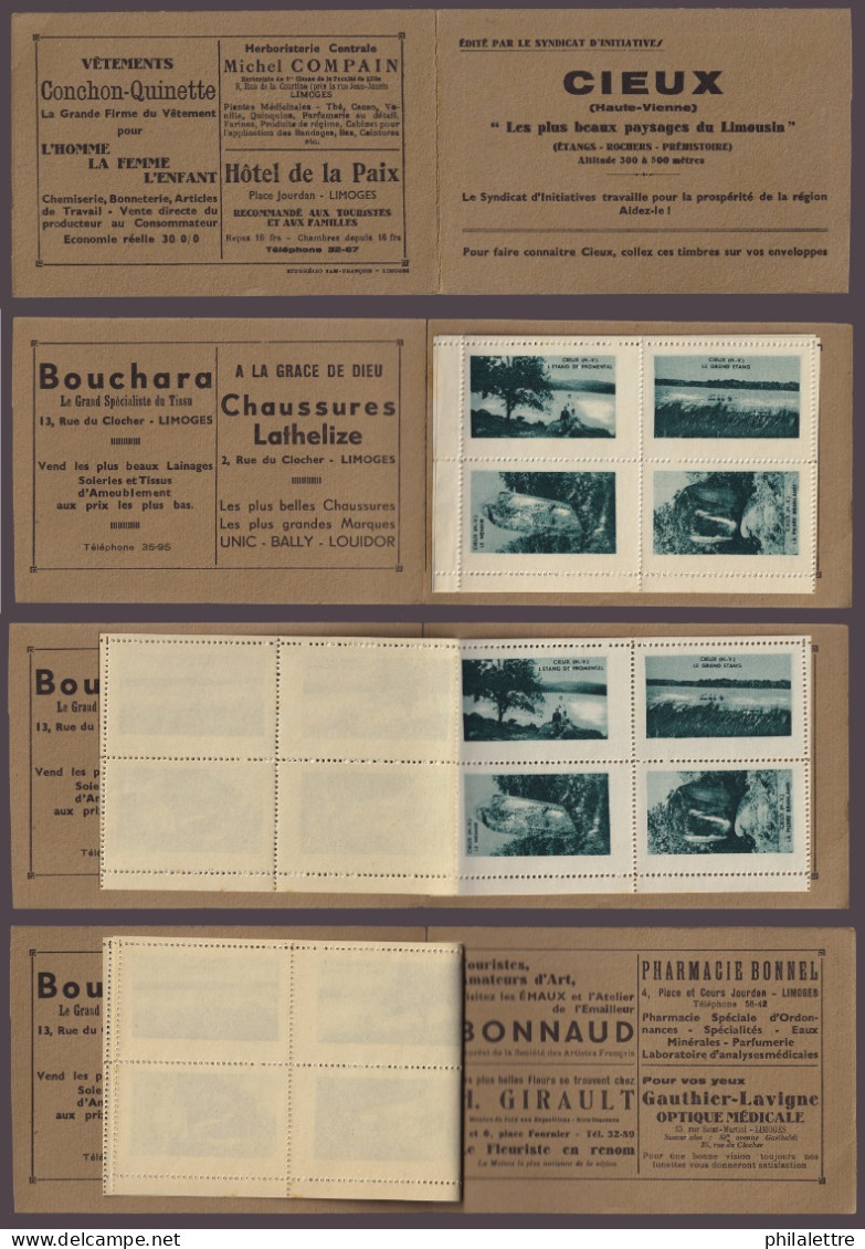 FRANCE - CARNET De 2x 4 Vignettes Touristiques De CIEUX (Haute-Vienne) - TTB - Blocks Und Markenheftchen