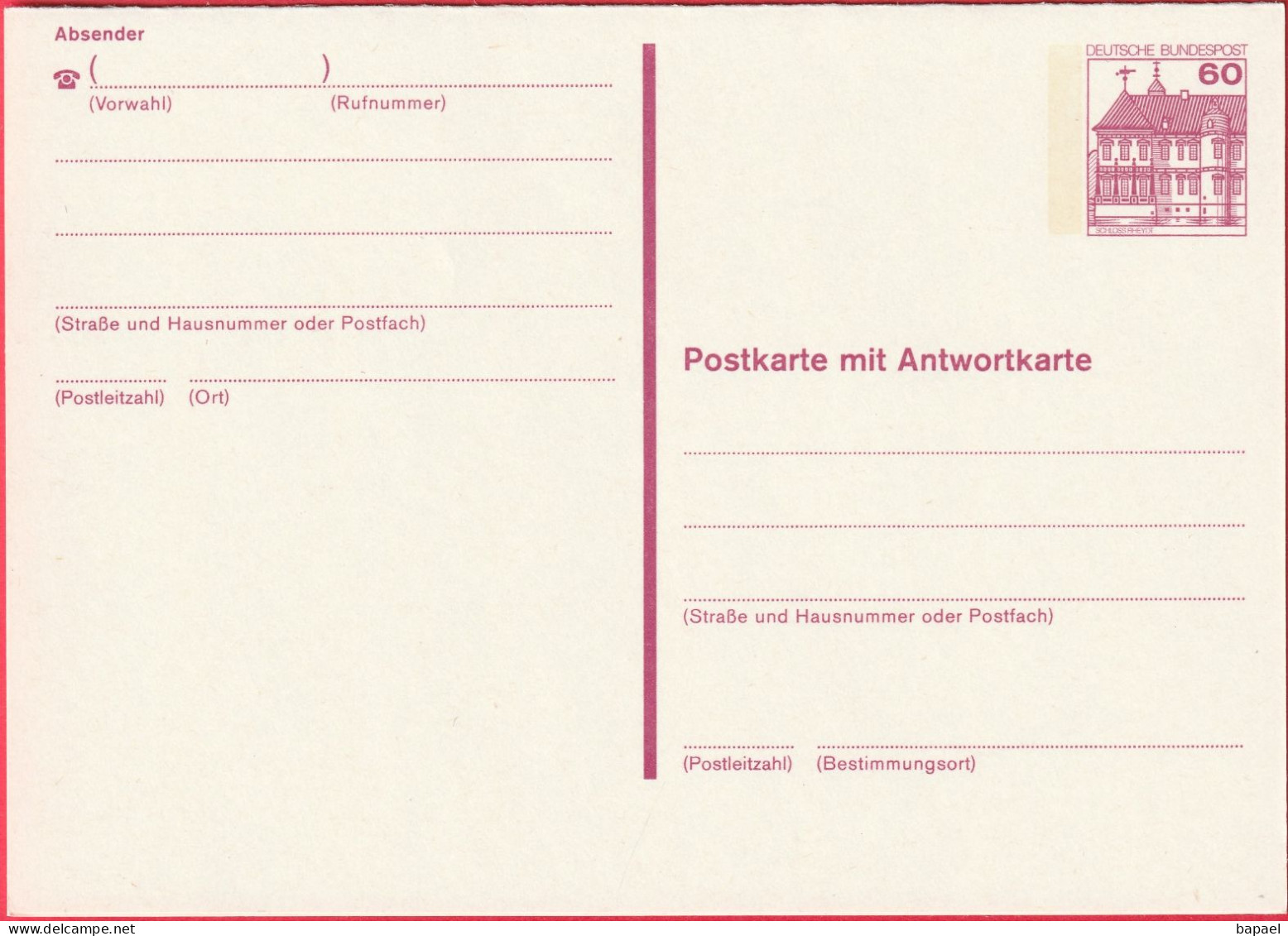 Entier Postal - Schloß Rheydt (Allemagne) - Carte Postale Avec Réponse Payée (Envoi-Réponse) - Postkarten - Ungebraucht