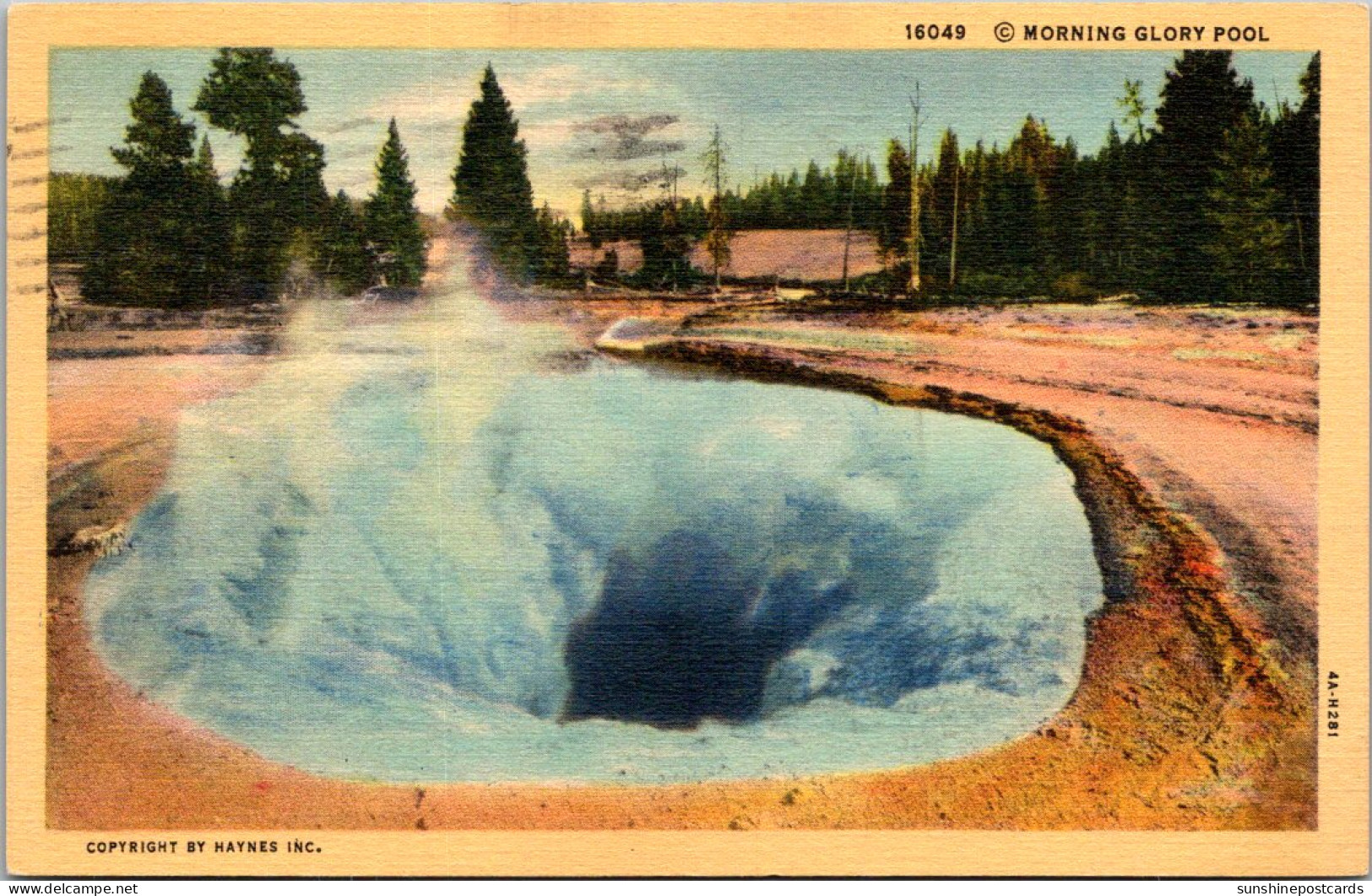 Yellowstone National Park Morning Glory Pool 1940 Curteich - USA National Parks