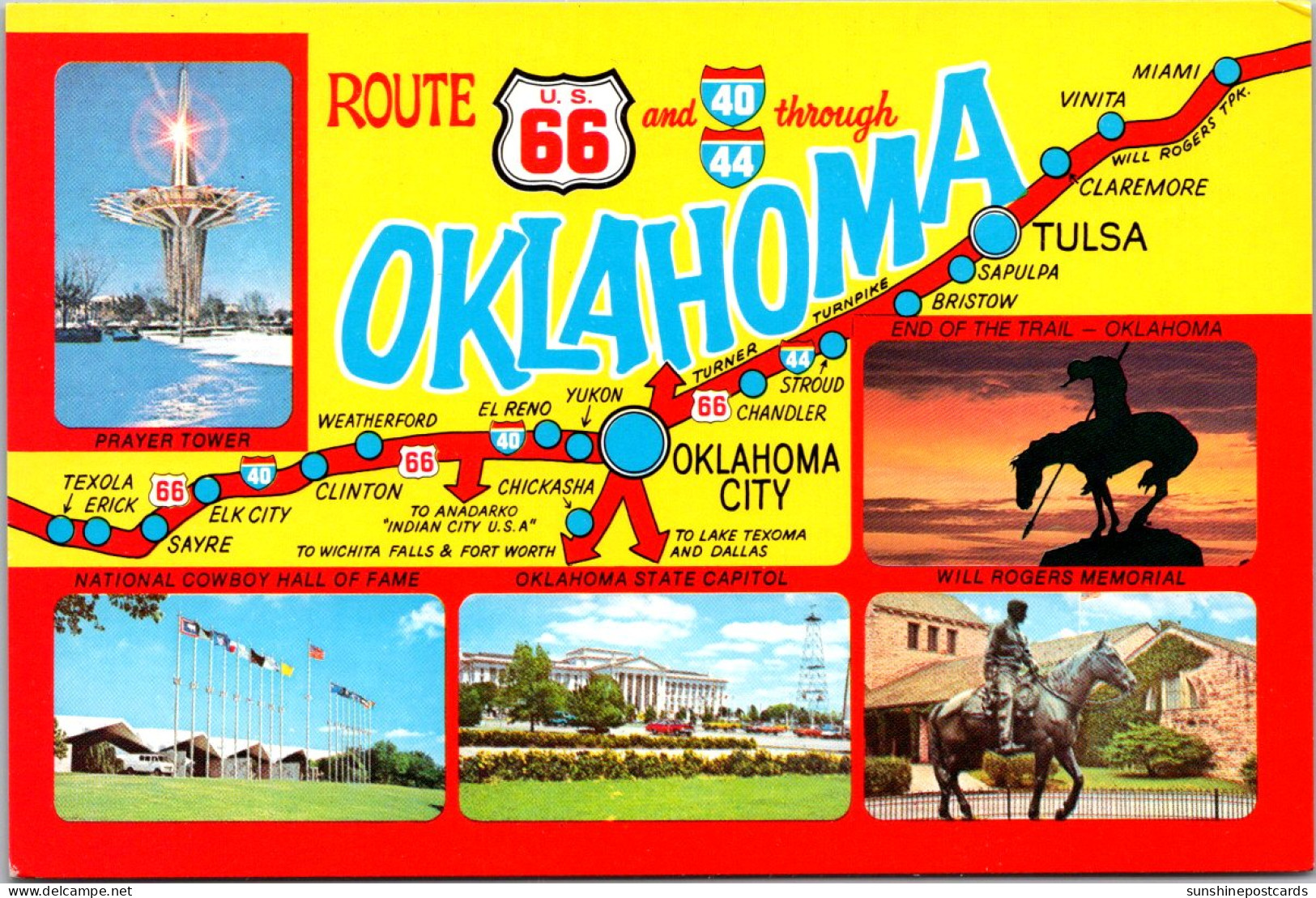 Oklahoma With Map Of Route 66 - Andere & Zonder Classificatie