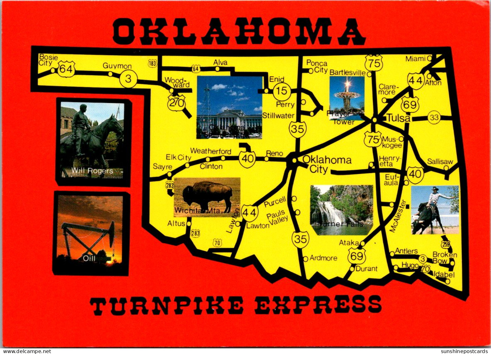 Oklahoma With Map Showing Turnpike Express - Andere & Zonder Classificatie