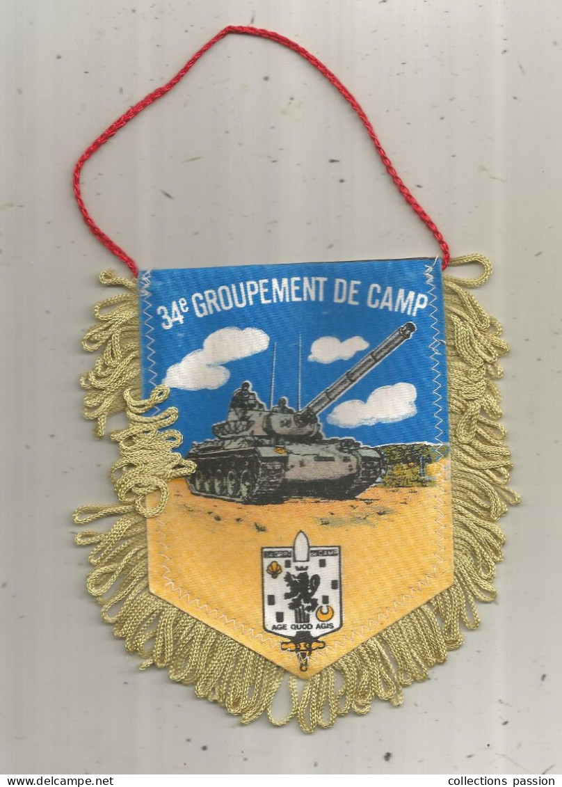 Militaria, FANION, 150 X 135 Mm, 34 E GROUPEMENT DE CAMP, LE VALDAHON, AGE QUOD AGIS,  Frais Fr 1.95e - Escudos En Tela
