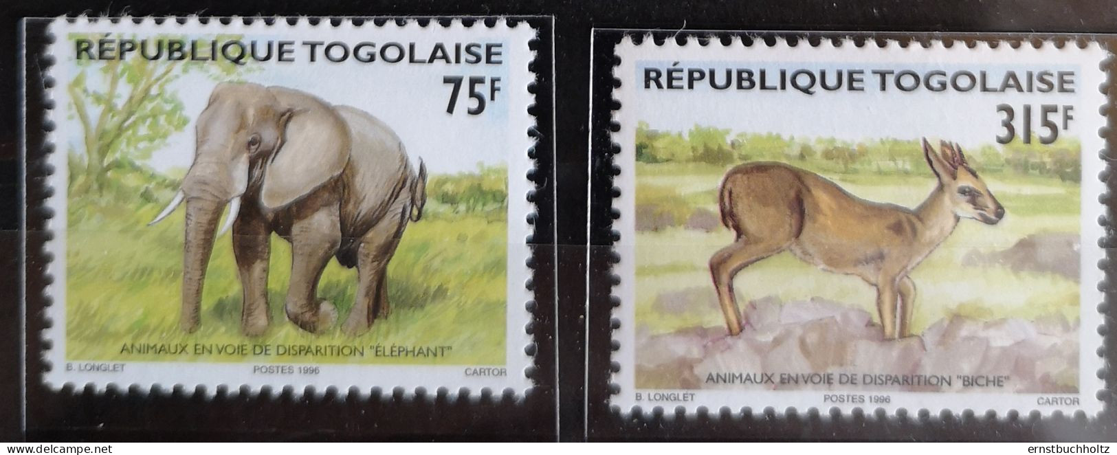 Togo 1996 Wildtiere Mi 2470/73** Im Angebot Nur Die Zwei Säuger 2v** - Togo (1960-...)