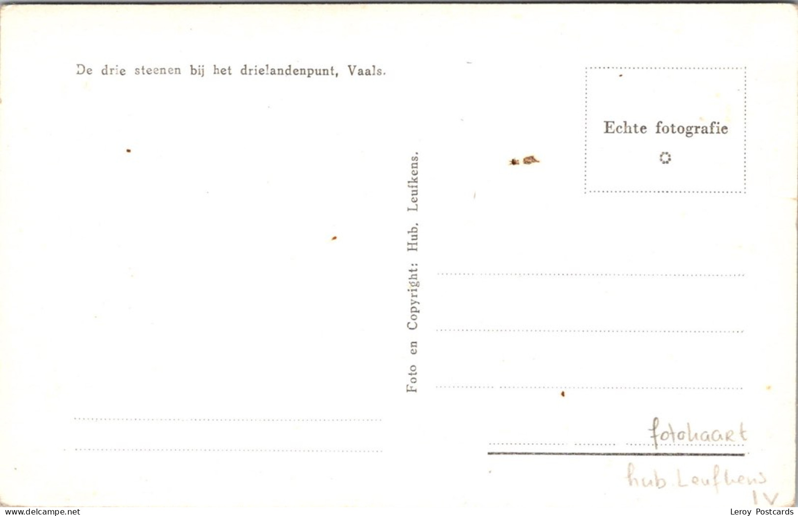 #3136 - Vaals, De Drie Steenen Bij Het Drielandenpunt, Fotokaart, Hub. Leufkens (LB) - Vaals