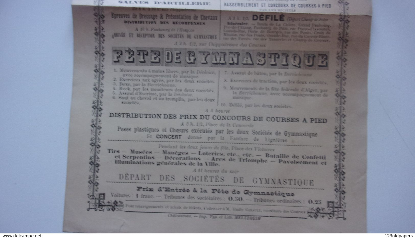 BERRY 1896 VILLE DE  LIGNIERES PROGRAMMES DES FETES COURSES AU TROT MONTE ATTELE HIPPISME GYMNASTIQUE - Affiches