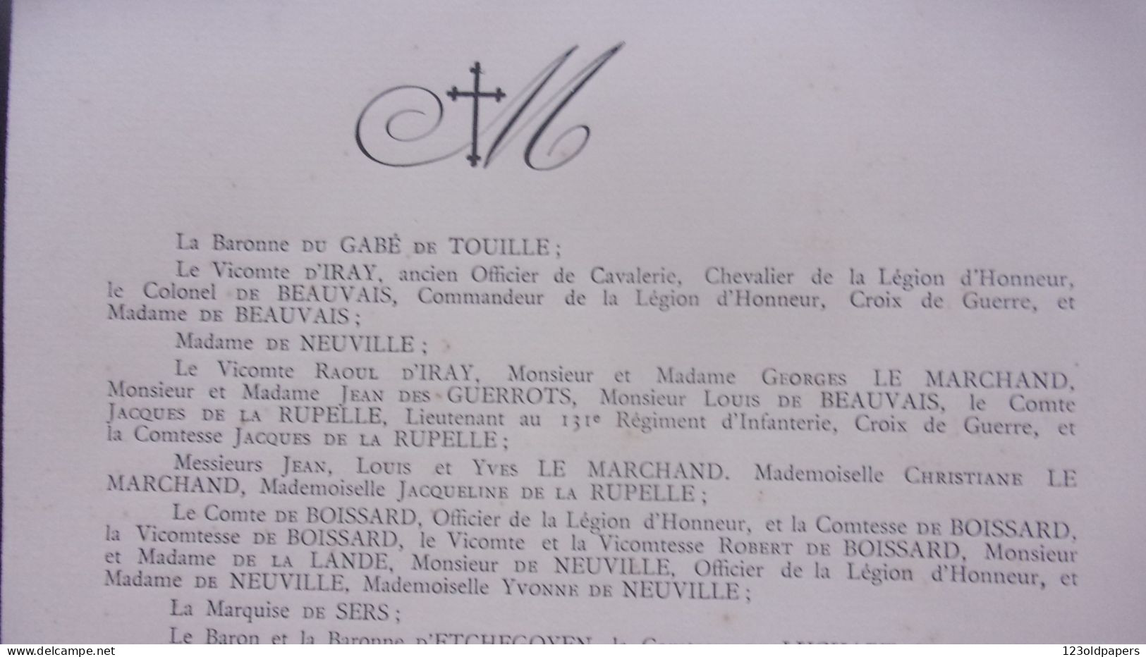 1928 MARIE LOUIS LEON MAX BEAUDOUIN DE JOIGNY MAIRE DE SAINT PAER ET GEORGETTE DU GABE DE TOUILLE LAUNAY DUCLAIR JUMIEGE - Avvisi Di Necrologio