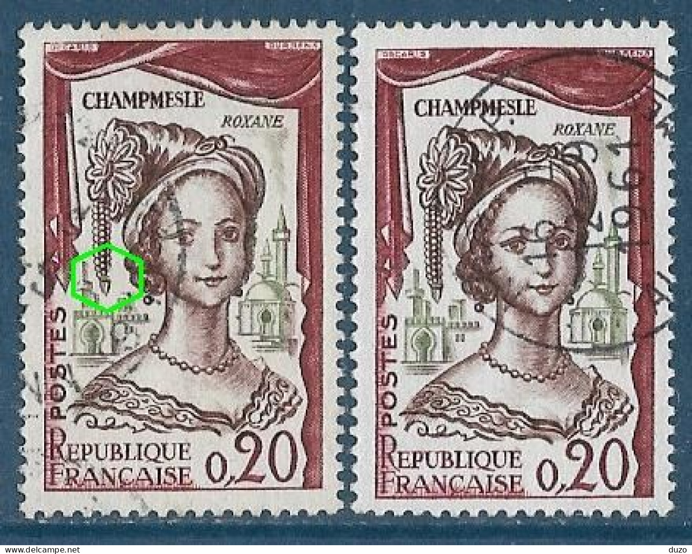 France 1961 - Variété -    Y&T N° 1301 Oblitérés Champmesle Perles Manquantes  + Normal - Gebraucht