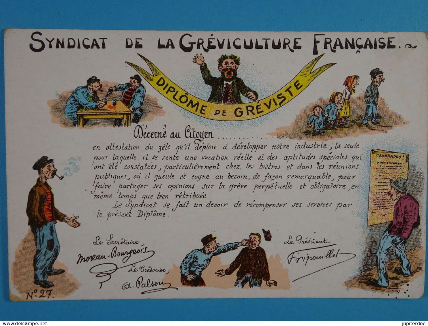 Syndicat De La Gréviculture Française Diplôme De Gréviste - Labor Unions