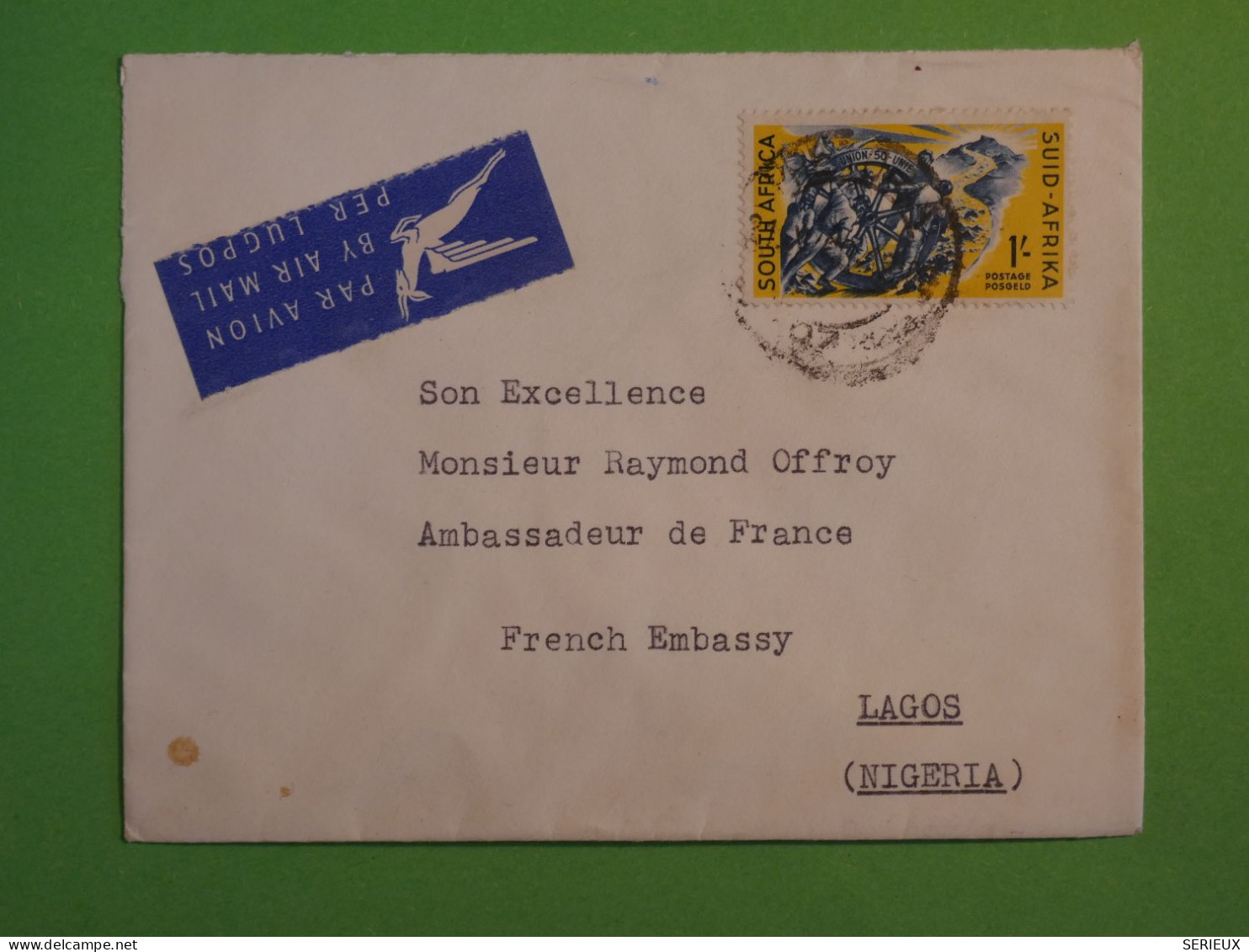 BV10 AFRIQUE DU SUD  BELLE LETTRE CONGRES   1972  FRENCH AMBASSY A LAGOS +AFF. INTERESSANT+ - Covers & Documents