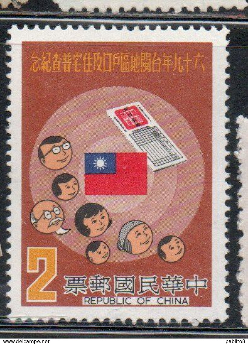 CHINA REPUBLIC CINA TAIWAN FORMOSA 1980 POPULATION AND HOUSING CENSUS 2$ MNH - Neufs