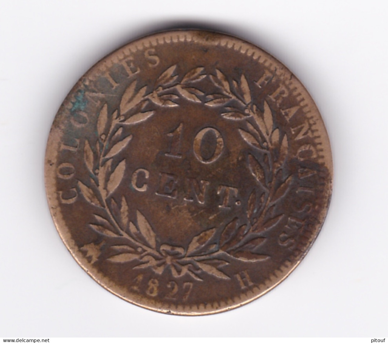 10 Centimes 1827 H (La Rochelle) Trident Charles X Colonies Françaises TTB - Andere & Zonder Classificatie