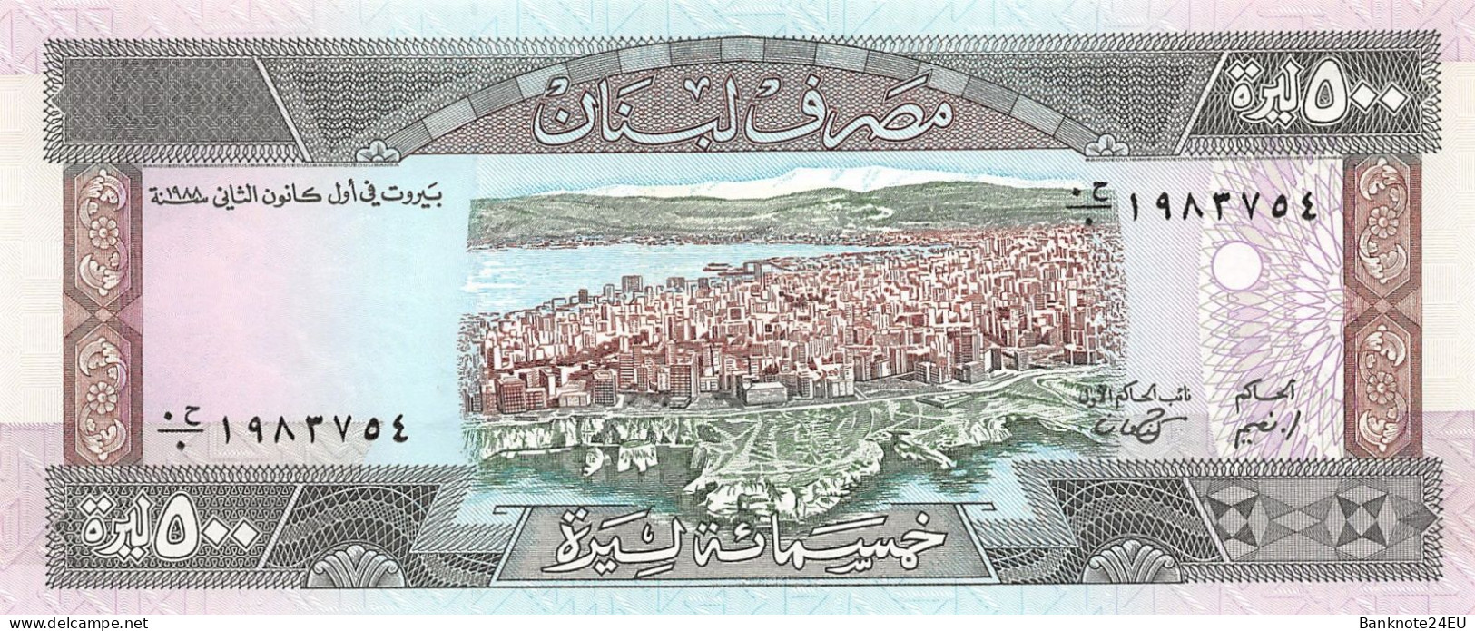 Lebanon 500 Livres 1988 Unc Pn 68 Banknote24 - Liban