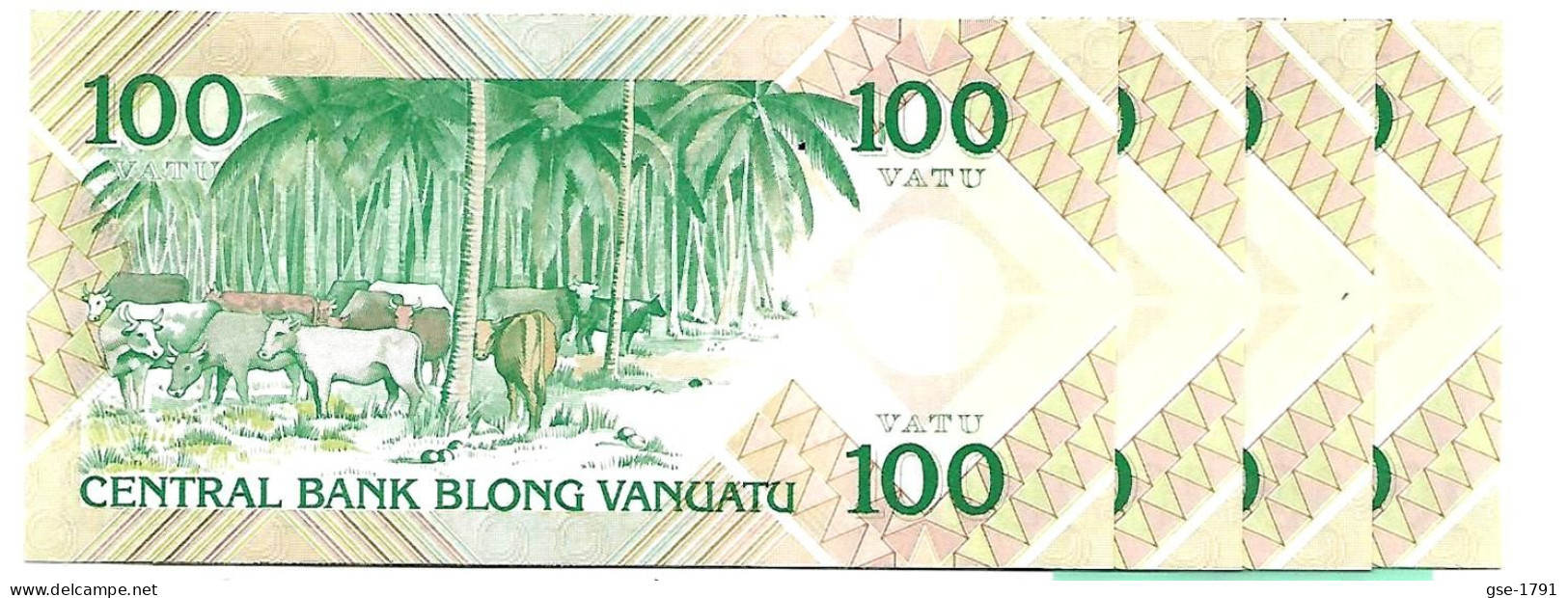 VANUATU 100 Vatu  Centrale BANK .1ère émission Année 1982 # 1  Petit N°  - 4 Billets à Suivre NEUFS - Vanuatu