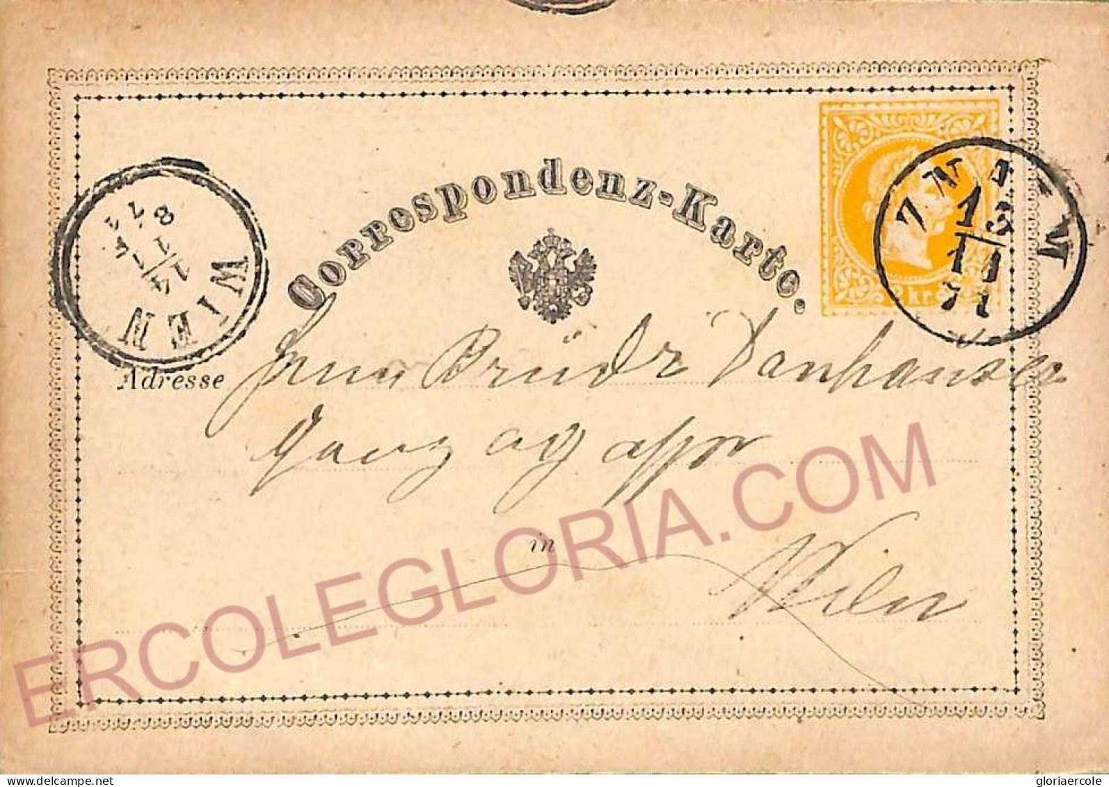 Ad5900 - CZECHOSLOVAKIA Austria - Postal History - STATIONERY From ZNOJMO 1871 - Postcards