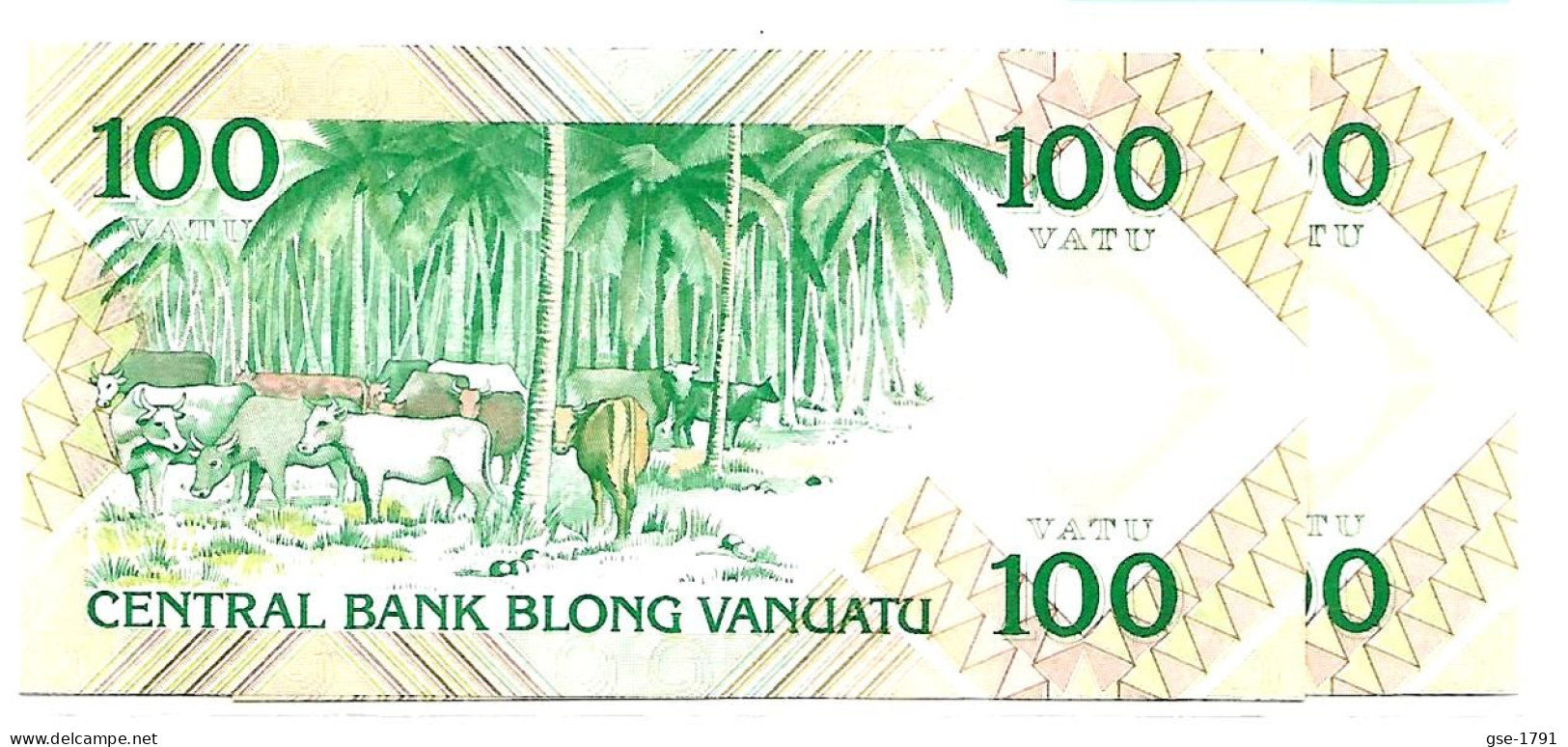 VANUATU 100 Vatu  Centrale BANK .1ère émission Année 1982 # 1  Petit N°  - 2 Billets à Suivre NEUFS - Vanuatu