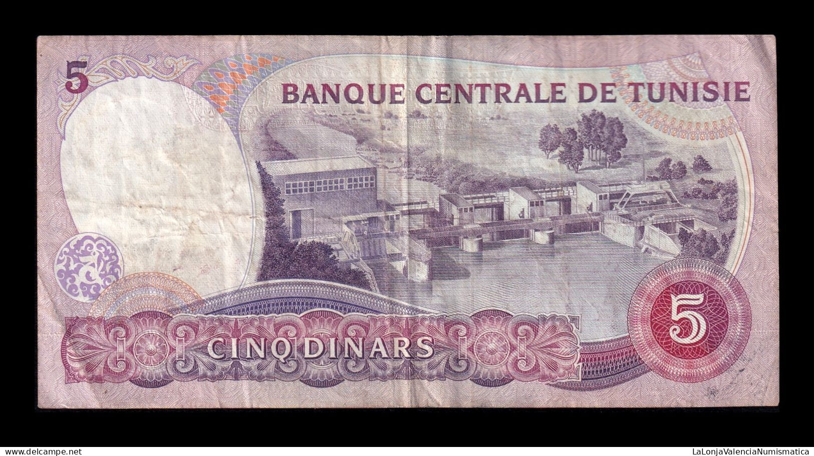 Túnez Tunisia 5 Dinares 1983 Pick 79 Bc/Mbc F/Vf - Tunisie