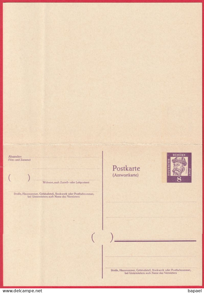 Entier Postal - Allemagne - Carte Postale Avec Réponse Payée (Envoi-Réponse) - Postkarten - Ungebraucht