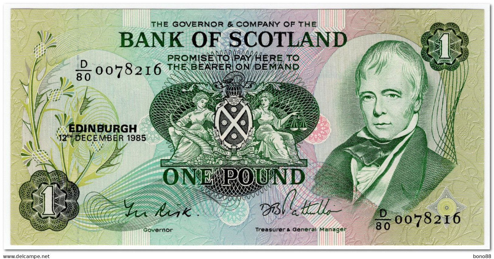 SCOTLAND,1 POUND,1985,P.111f,UNC BUT 1 TEAR - 1 Pound