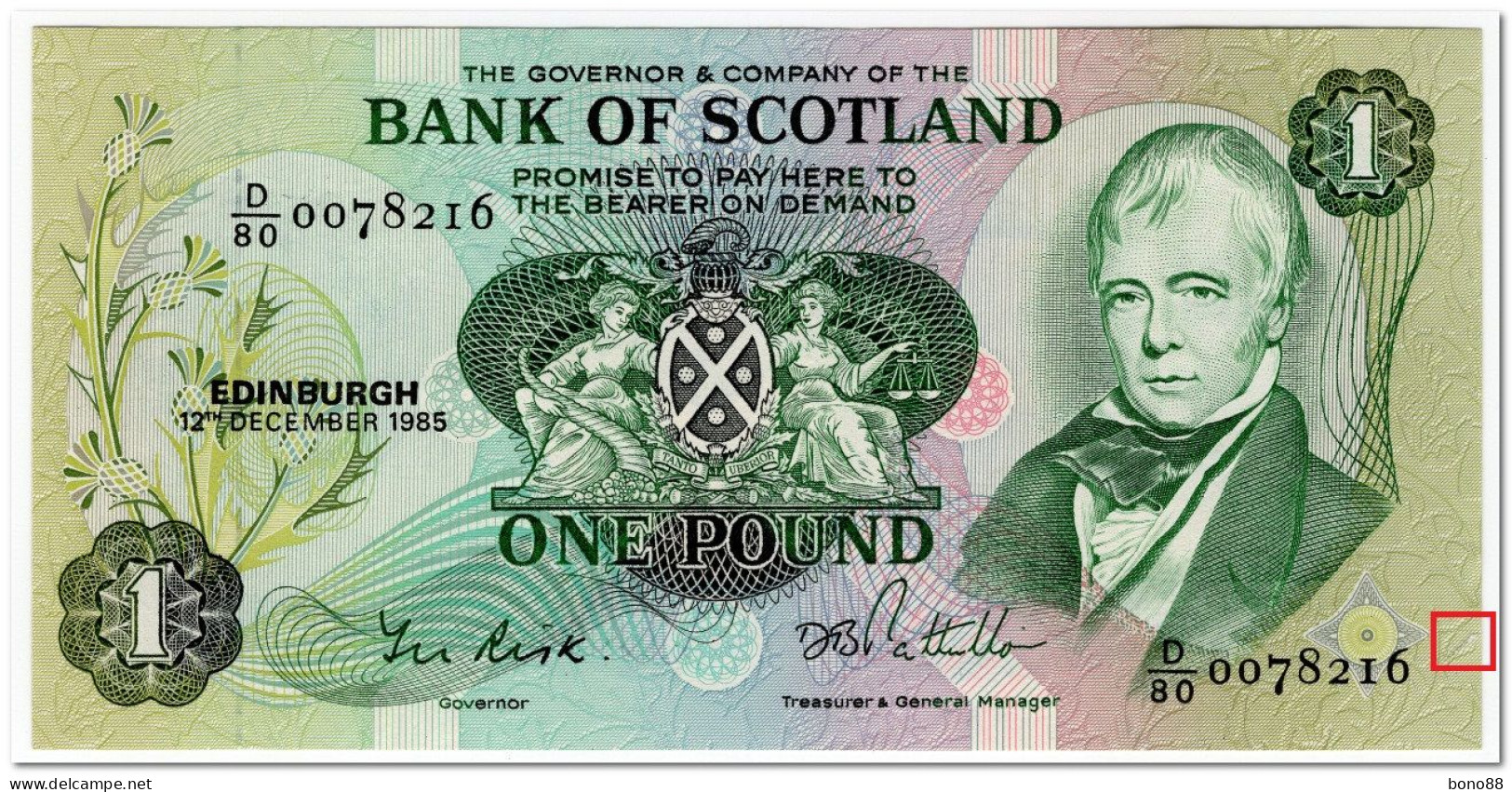 SCOTLAND,1 POUND,1985,P.111f,UNC BUT 1 TEAR - 1 Pound