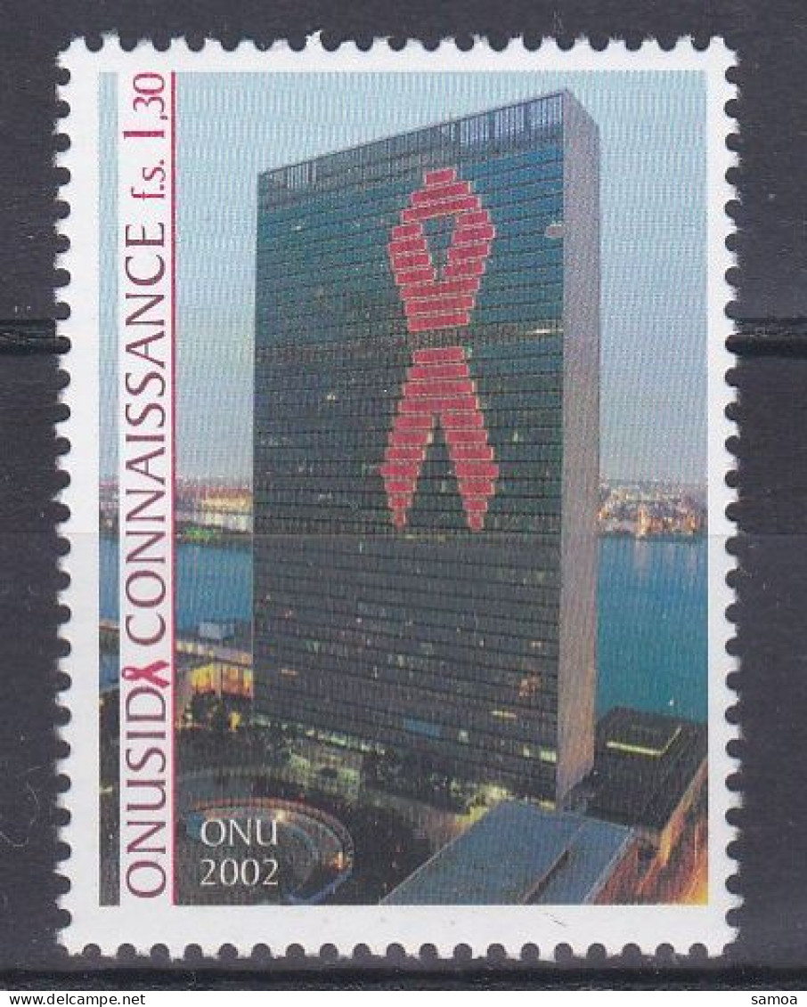 NU Genève 2002 469 ** ONU SIDA Siège De New-York Avec Ruban Rouge - Unused Stamps