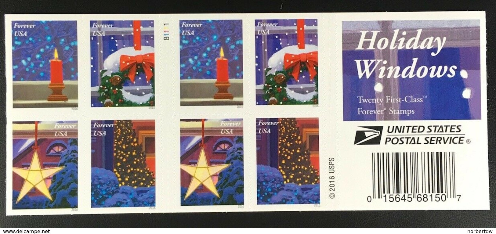 USA**CHRISTMAS Windows Decoration 2016-Booklet 20stamps-Mi 5337-40-WeihnachtEN-nOEL-kerstmis - Unused Stamps