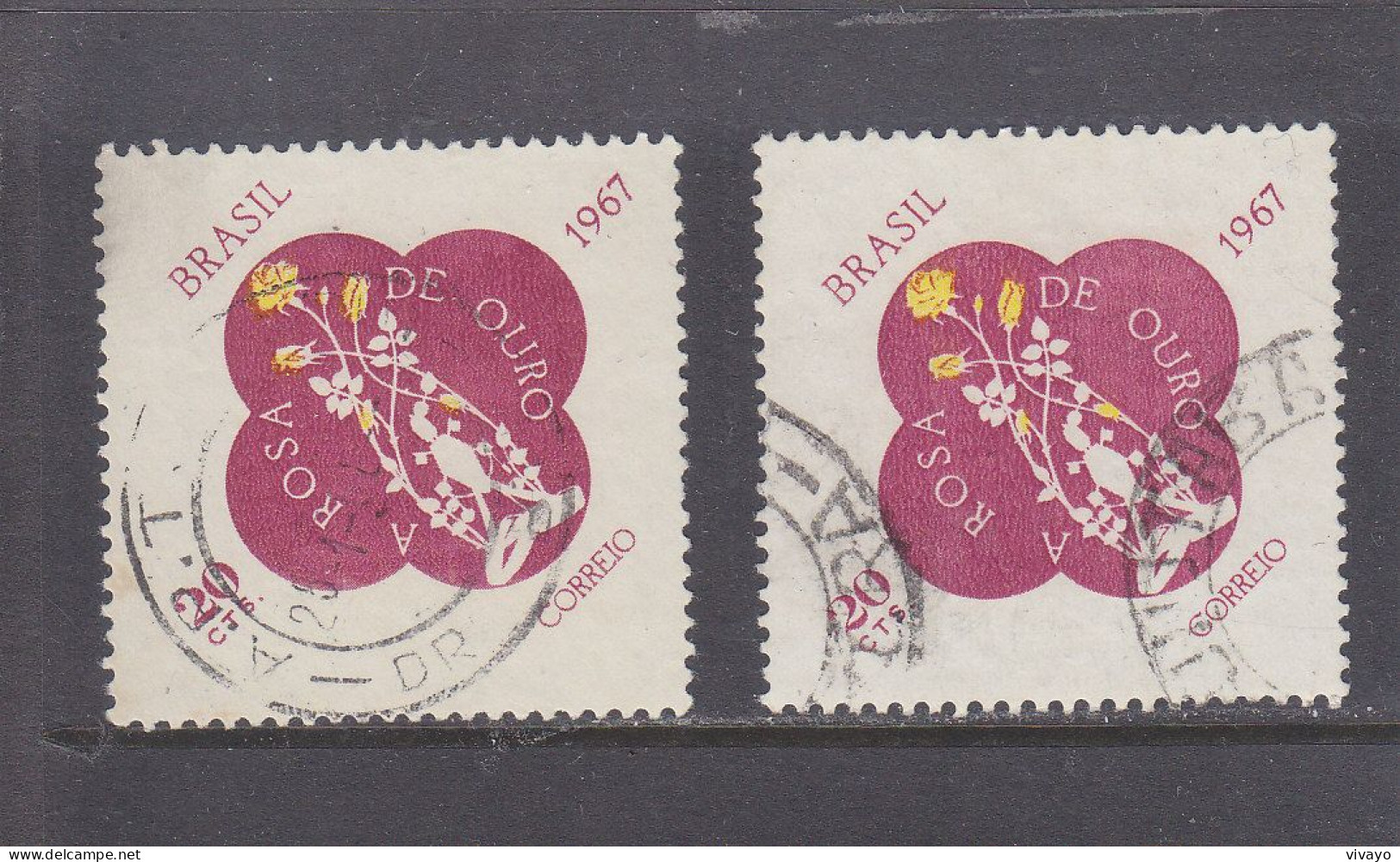 BRAZIL - BRESIL - BRASIL - O / FINE CANCELLED - 1967 - GOLDEN ROSE , ROSE D'OR -  Yv. 829    Mi. 1144   (x2) - Oblitérés