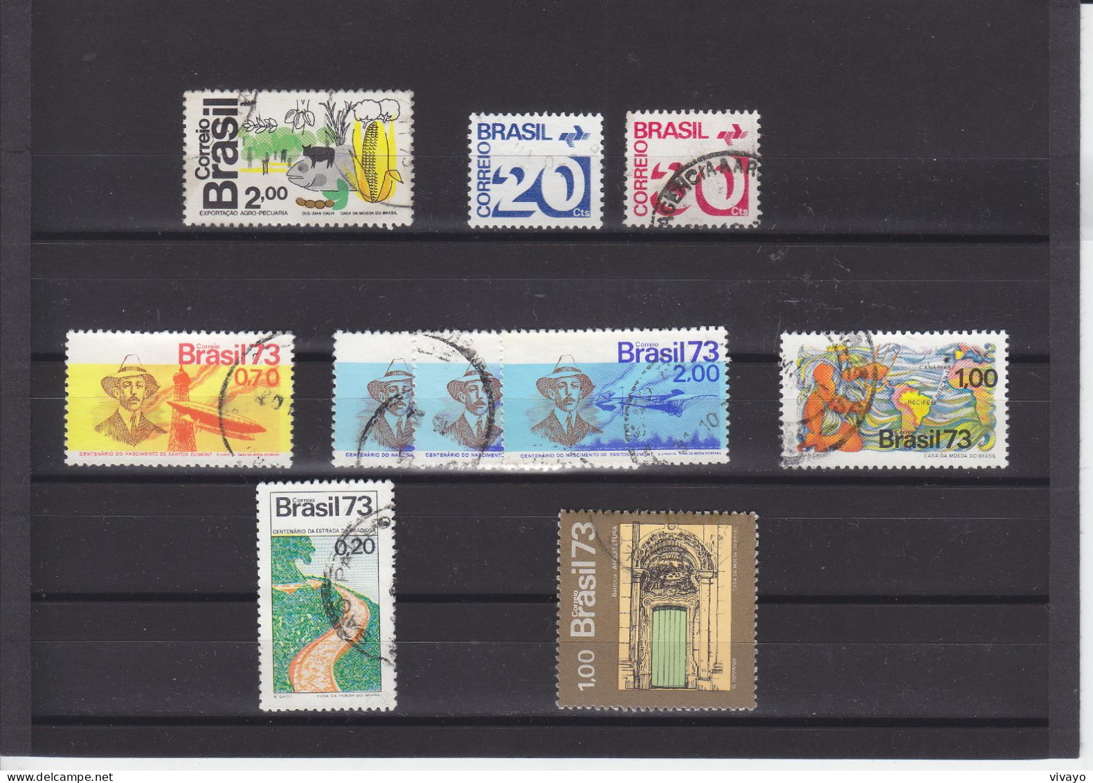 BRAZIL - BRESIL - BRASIL - O / FINE CANCELLED - 1973 - AGRO EXPORT, SANTOS DUMONT, OCEAN CABLE, GRACIOSA ROAD - Used Stamps