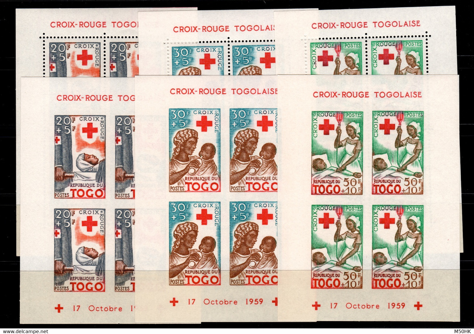 Togo - Les 6 Feuillets Croix Rouge N** MNH Luxe - YB BF 2 à 4 En Dentelés Et Non Dentelés - Togo (1960-...)