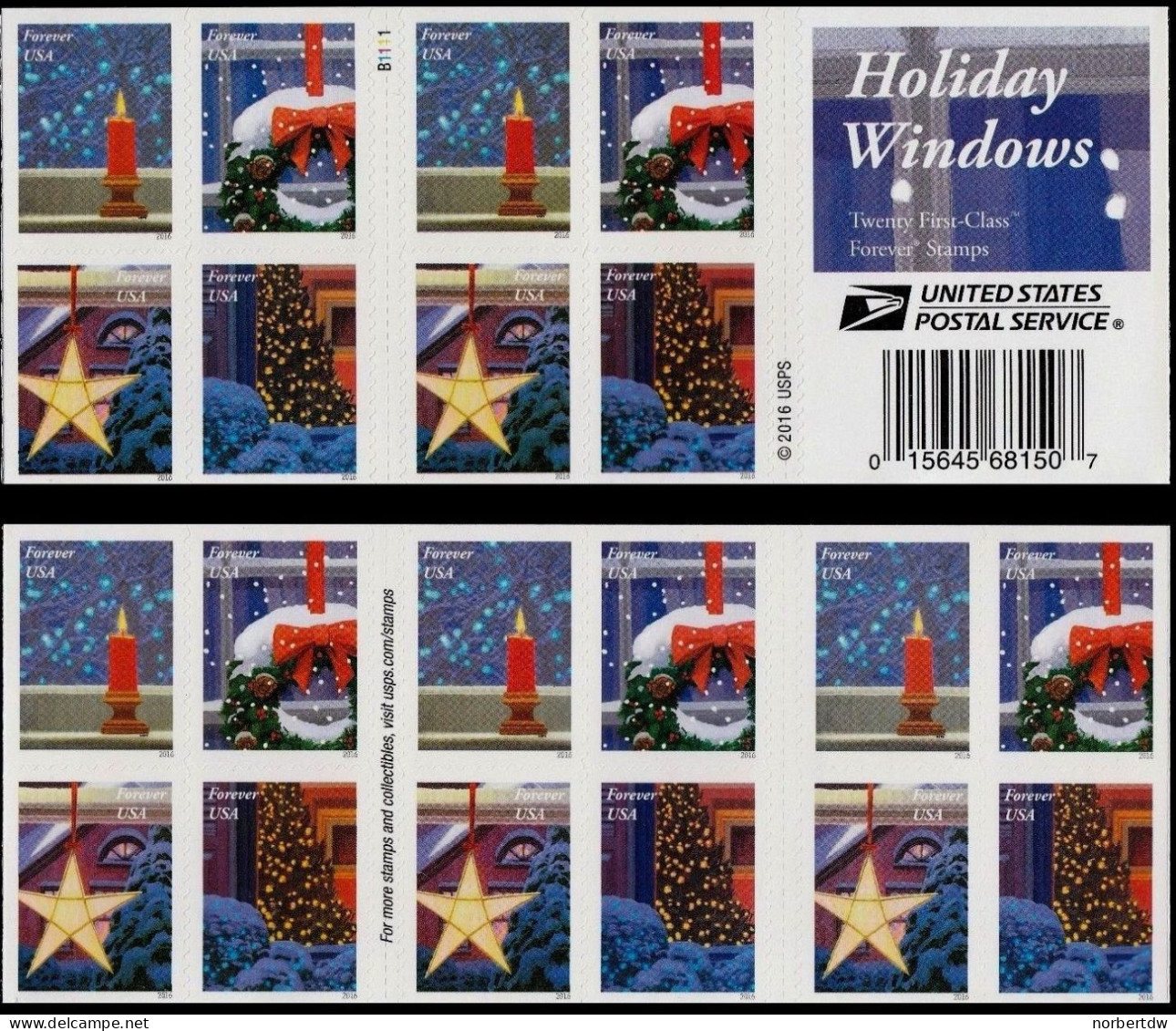 USA**WEIHNACHTEN 2016-HEFTCHEN 20Mkn-Mi 5337-40-Weihnachtsdekoration-CHRISTMAS - Unused Stamps