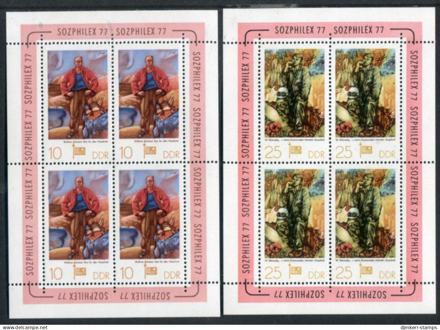 DDR / E. GERMANY 1977 SOZPHILEX '77 Philatelic Exhibition Sheetlets MNH / **.  Michel 2247-48 Kb - Unused Stamps