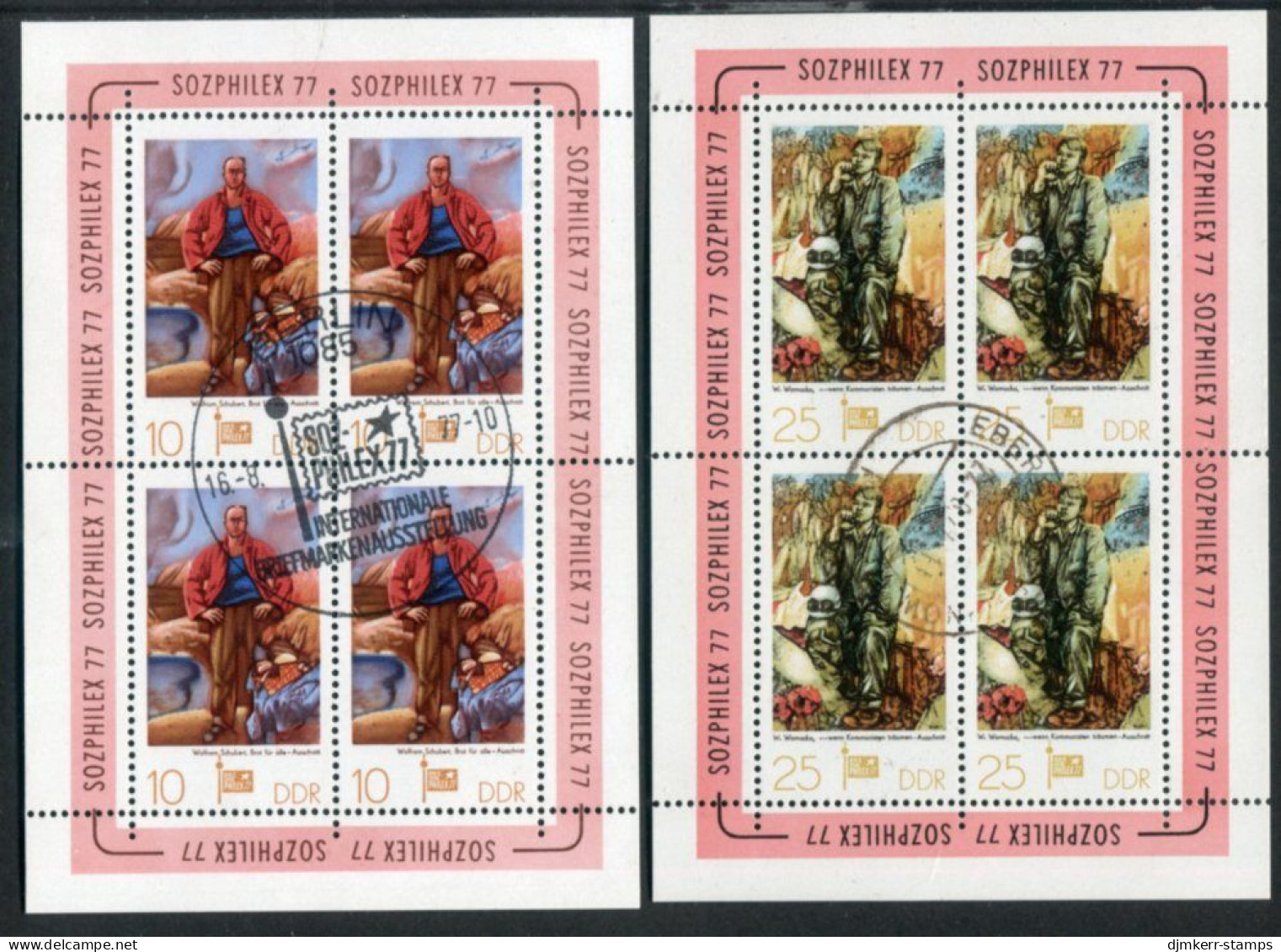 DDR / E. GERMANY 1977 SOZPHILEX '77 Philatelic Exhibition Sheetlets Used.  Michel 2247-48 Kb - Oblitérés