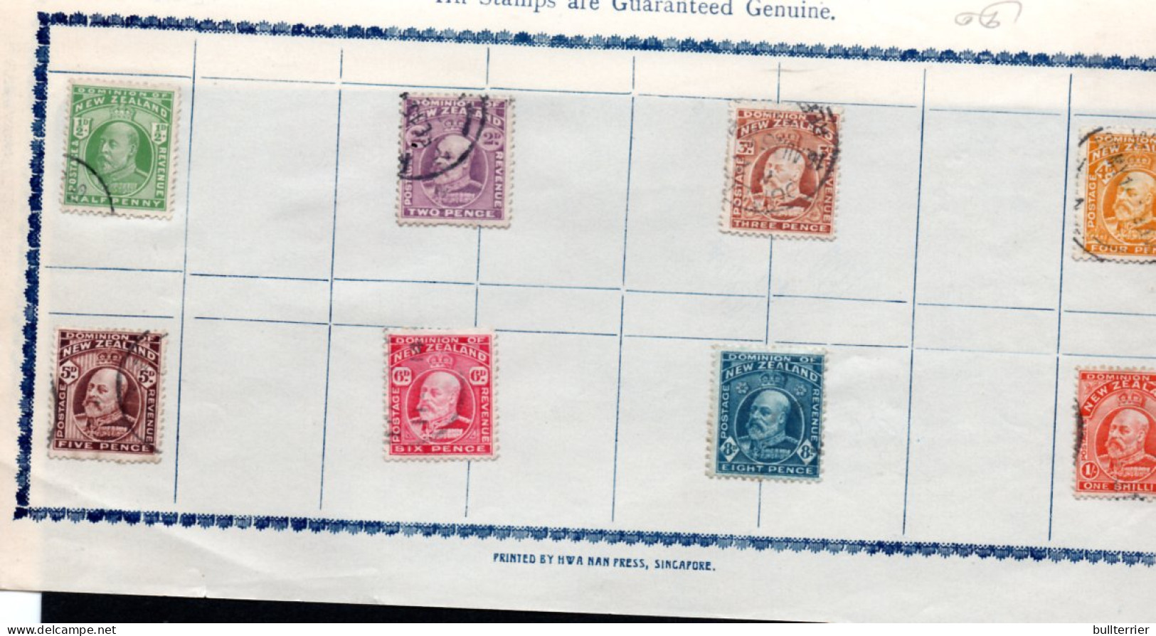 NEW ZEALAND  - 1907 - KING EDWARD VALS TO  1/- USED, SG CAT £36 - Gebraucht