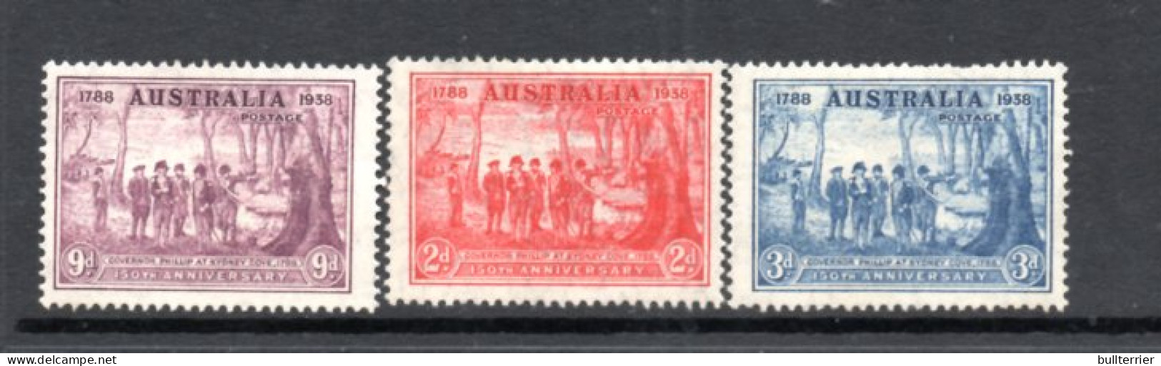 AUSTRALIA - 1937 - NSW ANNIVERSARY SET OF 3 MH, FRESH COLOURS SG CAT £45+  - Nuevos