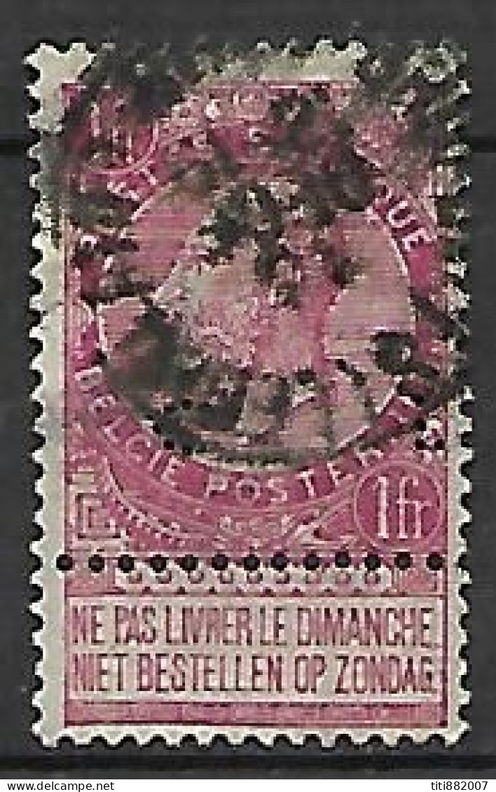 BELGIQUE   -   1893.   Y&T N° 64 Oblitéré.  Perforé  CL  .  Perfin.  Cote 25 Euros. - 1863-09