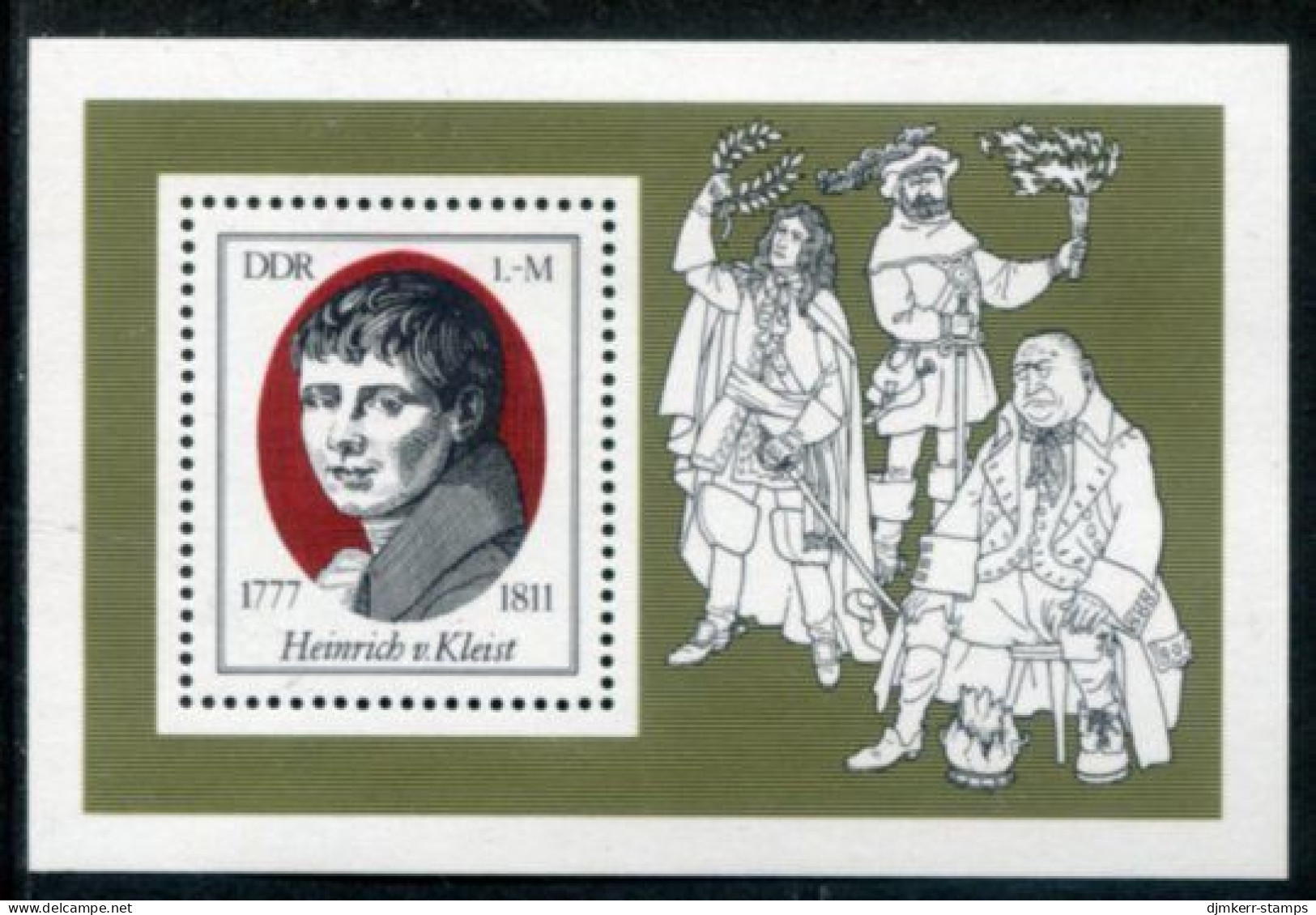 DDR / E. GERMANY 1977 Von Kleist Bicentenary Block MNH / **.  Michel,  Block 51 - Unused Stamps