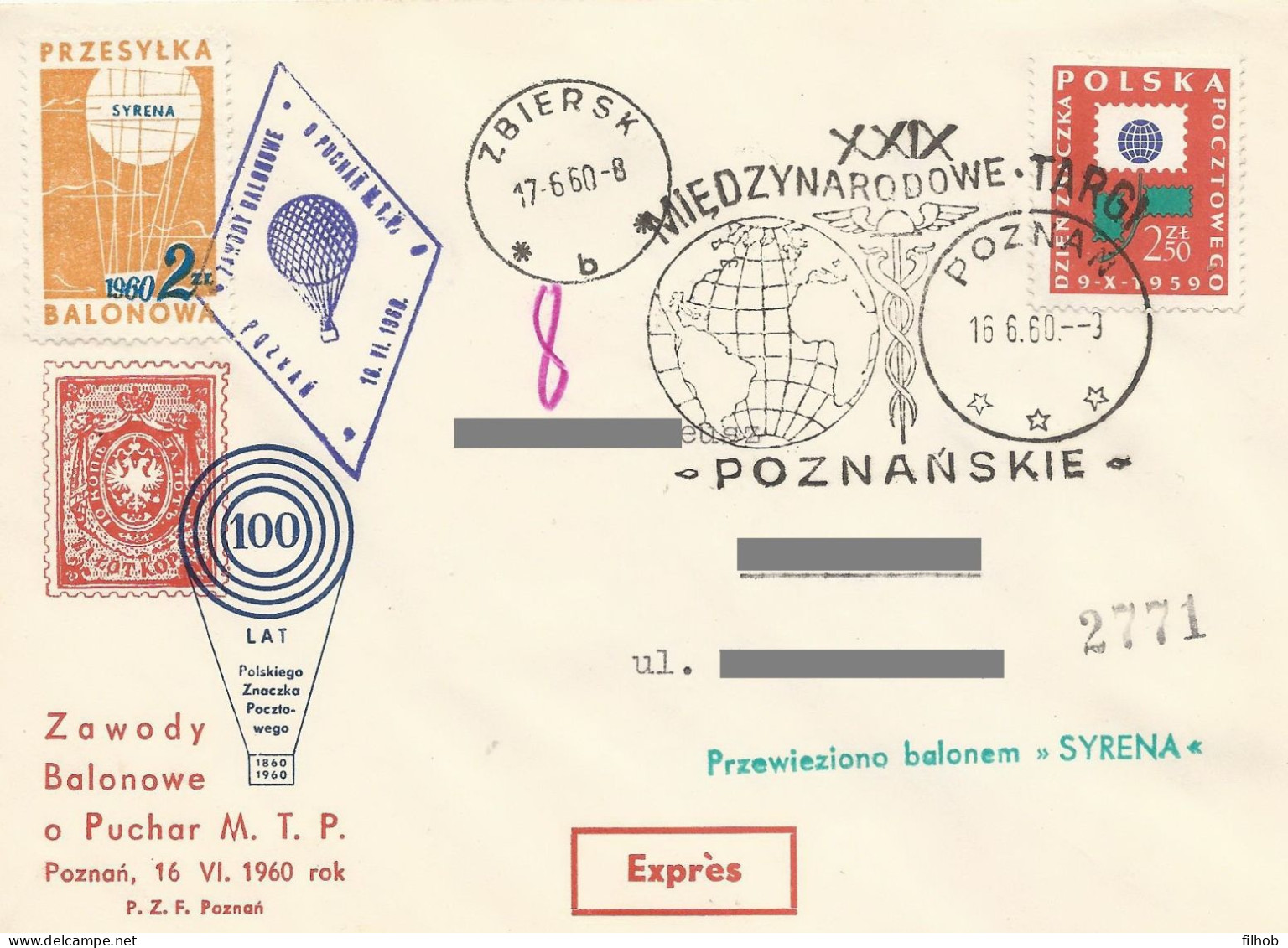 Poland Post - Balloon PBA.1960.poz.syr.02: National Competitions Poznan Syrena - Ballons